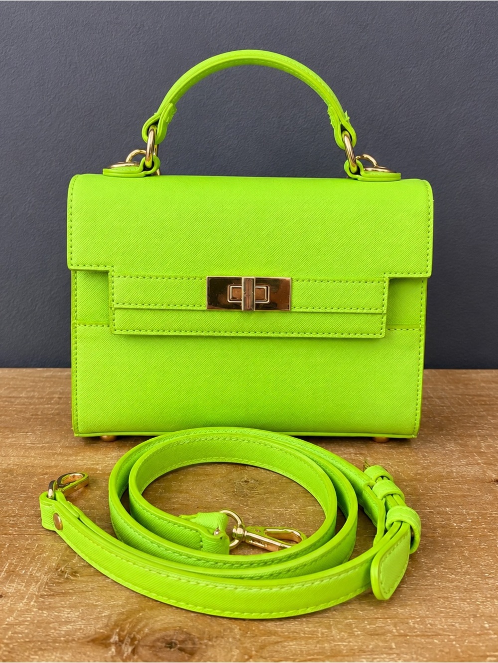 Call It Spring Neon Green Top Handle Bag | Crossbody Satchel | Statement Purse